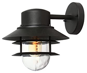 meineWunschleuchte Wetterfeste Downlight Außen Wandlaterne aus Edelstahl, Schwarz Höhe 24cm