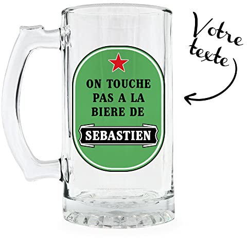 KDO MAGIC Verre à bière personnalisable - Chope à bière 470ml personnalisé avec un texte - Plusieurs modèles - Idée cadeau homme, fête des pères, papa, anniversaire (Modèle étoile)