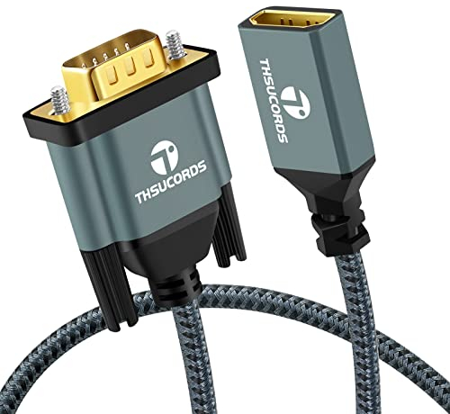 Thsucords Câble Adaptateur HDMI vers VGA 1M, Câble Extension HDMI Femelle vers VGA Mâle tressé Nylon Support 720P/1080P PC Ordinateur de Bureau Ordinateur Portable Moniteur projecteur HDTV