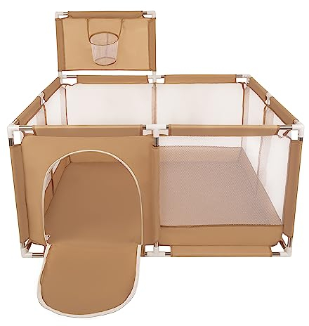 Selonis Laufstall Mit Korb Ohne Bälle Laufgitter Für Kinder, Beige