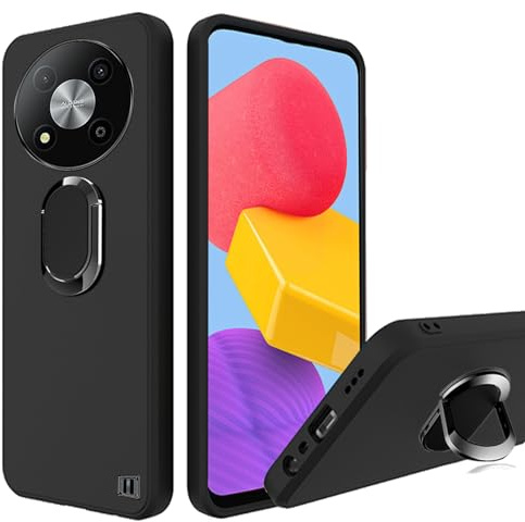 CAXKJE Hülle für ZTE Blade A73 5G (6.52 Zoll),Schwarz Halterung Silikon Hülle TPU Weich Schutzhülle Kratzfeste Bumper Case,für Blade A73 5G Stylische Handyhülle - Schwarz