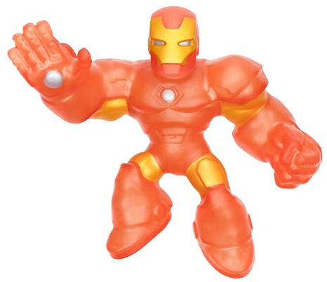 Heroes of Goo Jit Zu Glow Surge, Stretch and Glow Iron Man, Super Stretchy Goo Filled Marvel Superhero Iron Man with The Power to Glow-in-The-Dark, Stretch Him 3 Times his Size, Collect Them All
