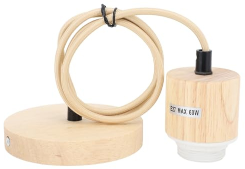E27-Pendelleuchte, Lampenfassung, Holz, Vintage-Pendelleuchte, Lampenfassung, Decken-Pendelleuchte, Sockel für Schlafzimmer, Küche, Flur, Café, Verstellbare Länge