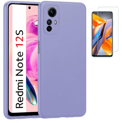 TODOBARATO 24HORAS Funda para Xiaomi Redmi Note 12s 4G (6.43) Morada TPU Lisa Silicona Gel + Protector de Pantalla Cristal Templado 9H