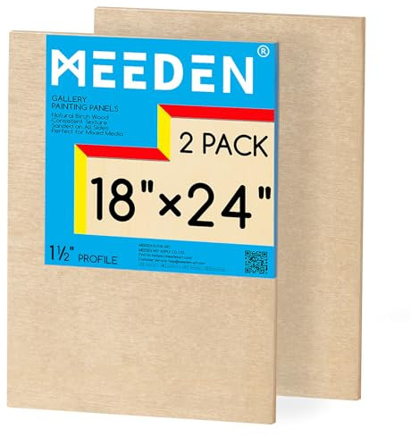 MEEDEN Unfinished Wood Canvas Board: 1-1/2 Deep 18x24” Wooden Canvas Panel Pack of 2 - Blank Cradled Wood Art Board for Painting
