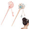 FDCGAS baguette cheveux - 2 pcs Barrette à cheveux chinoise avec strass et perles,Barrette à cheveux japonaise,Fleurs,Baguettes opales,Barrette à cheveux rétro pour femme et fille
