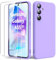 Byvuwiay Funda Compatible con Samsung Galaxy A55 5G, con 2 Piezas Cristal Templado, Carcasa de Líquida TPU Anti-Choque, Carcasa Samsung Galaxy A55 5G, Lila