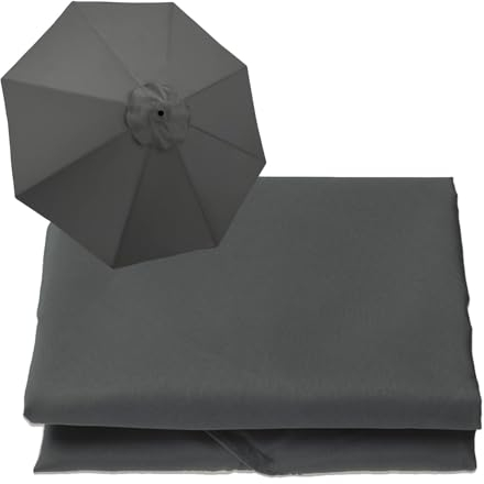 WOGTITYI Sonnenschirm Ersatzbezug Bespannung Mit 200cm 270cm 300cm 6 Streben/8 Streben, Gartenschirm Ersatzabdeckung, Für Hof, Garten, Strand, Pool(Stärke:Grey,Size:3.0m-6 Streben)