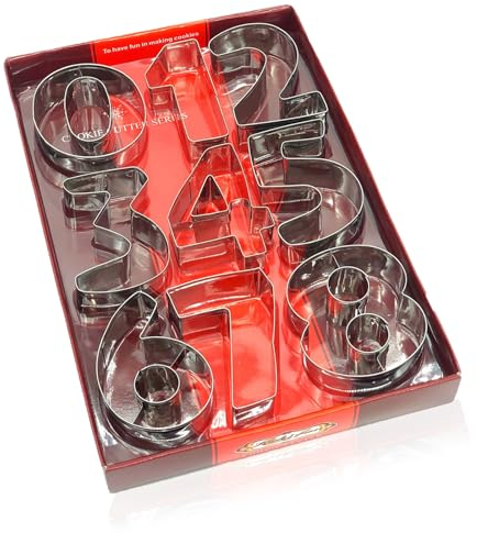 Nenkarn Zahlen Ausstechformen, 9 Stück Keksausstecher Zahlen Kuchenform Edelstahl für Kekse, Backen, Kuchen Dekorieren, Fondant, DIY Backform