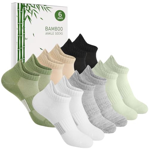 Chaussettes Basses en Bambou Femmes Socquettes 39-42/35-38, Chaussettes de Course Sport Running Dames Respirantes en Coton, 6 Paires