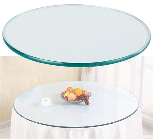 whalebee Tischplatte Aus GehärtetemGlas Rund Tischplatte Ø 50 60 75 90 100cm Glasplatte Dicke 7mm Glasplatte, TransparentesGlas Scheibe, Schutz Für Die Tischplatte, Solide Hitzebeständig