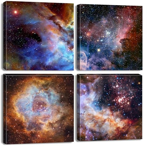 Galaxie-Wandkunst-Poster für Schlafzimmer, Dekoration, violetter Außennebel, interstellare Astronomie, Sternenmalerei, Leinwanddruck, modernes Kunstwerk, Wohnzimmer, Badezimmer, Büro, Heimdekoration