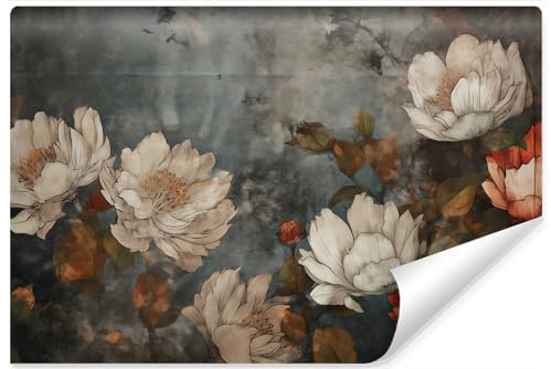 Muralo Fototapete Vlies 3D, Retro-Style, Bunte Blumen - 270x180 cm