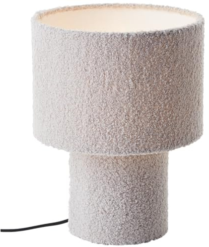 Lightbox Nacht-Tischlampe | Ø 23 cm, 30 cm Höhe | Tischleuchte mit | Nacht-Tischlampe | Ø 23 cm, 30 cm Höhe | Tischleuchte mit Wipp-Schalter & hochwertigem Teddy-Stoff | E27 Fassung |