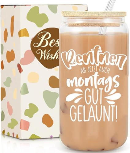 Renteneintritt Geschenk Frau,Ruhestand Geschenk Tasse,Rente Glas Männer - Trinkgläser Geschenkideen Zum Pension, lustige Abschiedsgeschenk Rentnerin Geschenke für Kollegen,Kollegin