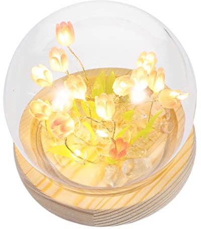 MERRYHAPY Tulpenlampe Diy Nachtlicht Blumenlicht Für Schlafzimmer Kreatives Atmosphärenlicht Handgemachte Licht Dekoration Werkzeuge Mit Kristallsteinen Und Künstlichen Tulpen