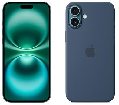 Apple iPhone 16 Plus 128GB: 5G Mobile phone with Apple Intelligence - Teal + Silicone Case with MagSafe - Denim