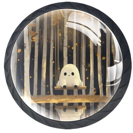 Schrankknöpfe, schwarze Küchengriffe mit Glas-ABS, Schubladenknauf mit Schrauben, Kleiderschrank, Möbelgriff für Badezimmer (Lovely Ghost Swing Wald)