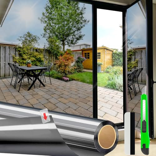 HONLONE UV-Schutz Fensterfolie Blickdicht von Aussen, 75x200 cm Fensterfolie von Innen Durchsichtig von Aussen Blickdicht, Sonnenschutzfolie Fenster außen Fensterfolie Sichtschutz Hitzeschutzfolie