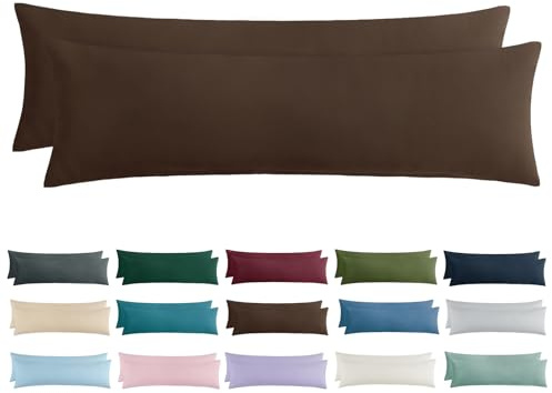 Aisbo Kissenbezug 40x145 2er Set - Seitenschläferkissen Bezug 40 x 145 Braun mit Reißverschluss aus Mikrofaser Weich, ÖKO-TEX Kopfkissenbezug 145x40 für Seitenschläfer Kissen