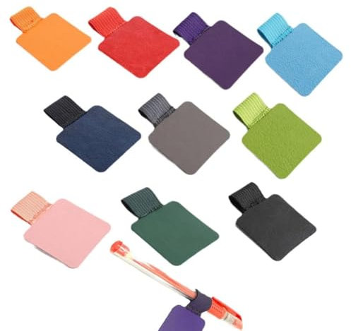 sadwqgewnbf 12 Pcs Pen Holder for Notebook Self Adhesive Leather Pen Loop Notebook Self Adhesive Pen Ring 12 Colors Pen Ring Elastic Pen Holder Suitable for Tablet,Diary,Calendar,Notebook