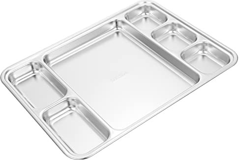 ABOOFAN Edelstahl Platte Unterteilt Platte Knödel Hause Frühstück Edelstahl Einfaches Design Leicht Zu Reinigen Für Campingausflüge Wanderungen Ausflüge