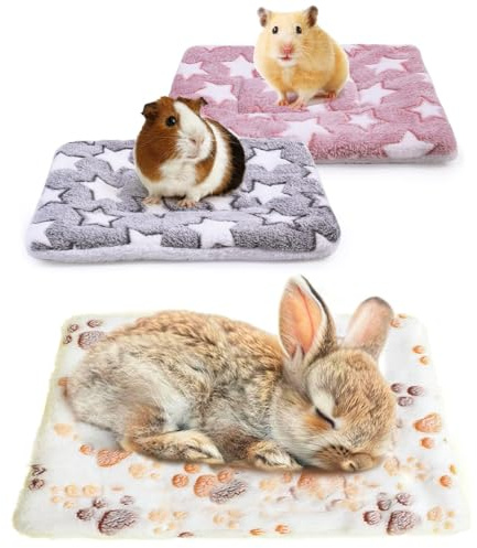 Bangbobi 3er Set Kleintier Plüschbett, Kuschelige Bettdecke für Meerschweinchen, Kaninchen, Chinchilla, Eichhörnchen - Nagerteppich Waschbar
