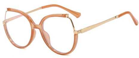 AOOLIA Rund Blaulichtfilter Brille für Damen Herren, Metal Frame Anti-Blaulicht Brillen, Computer Gaming Ohne Stärke Brille (Orange)