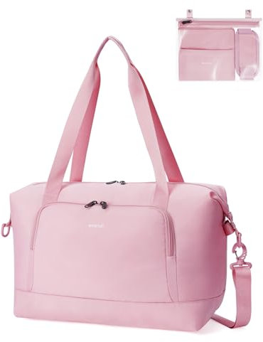 ECOHUB für Ryanair Handgepäck Tasche 40x20x25, Perfekt für Neue Ryanair 40x30x20 Faltbare Reisetasche für Flugzeug, Recycelt Travel Ryan air Bag 40x20x25 Mit Abnehmbar Nass-Tasche für Damen(Rosa)