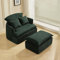 okwish Sitzsack Sofa Relaxsessel, mit Fußhocker und Rückenkissen, Grün, Cord Stoff, Abnehmbare Sitzkissen und Rückenkissen, Wohnzimmer, Lounge, Schlafzimmer, Büro
