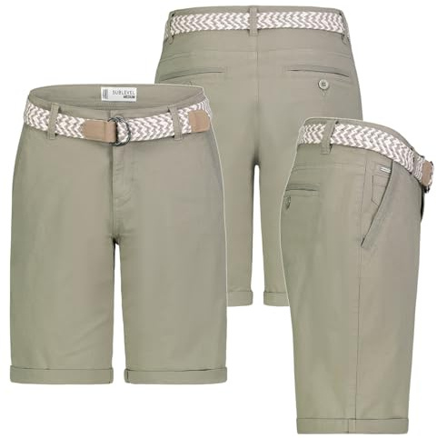 Stitch & Soul Damen Short Bermuda Kurze Hose Sommer Chino Stoff Hose mit Gürtel