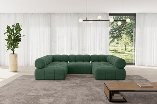 ALTDECOR Modulares Sofa Ecksofa in U-Form Corner modular Sofa Eckcouch Couch Wohnlandschaft Cauchsofa Polstersofa Garvo-U1-285x190x70 cm Grün