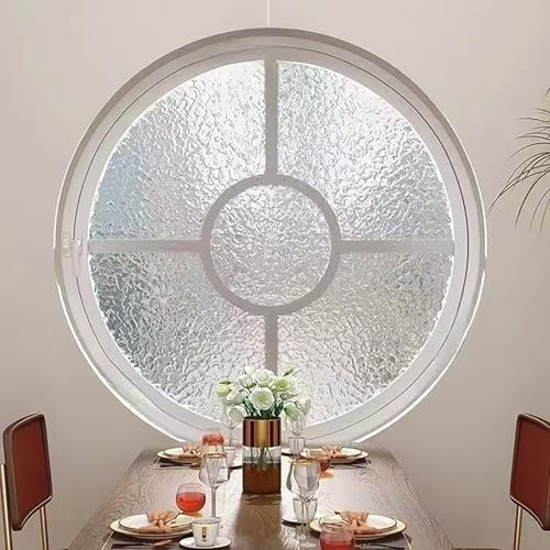 Kaverno Ventana Redonda Giratoria con Vidrio Templado, Ventanas De Cobertizo De Aleación De Aluminio Giratorias 360, Montaje Empotrado Ventana Redonda Vidrio para Baño(White+White,30cm/11.8in)