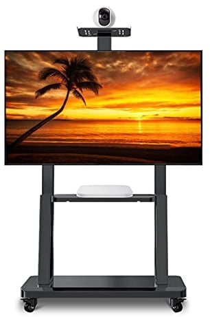 GHHVFEC TV-Ständer 40-75 Zoll TV-Bodenständer mit Rädern, Mobiler Universal-TV-Wagen für LCD-, LED-, Flachbildschirm- und Curved-TVs, Schwarz, Tragkraft 150 kg Schöne Landschaft