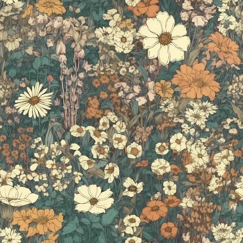 YENHOME Selbstklebende Tapete Blumen Vintage Dunkelgrün 44.5x300cm Klebefolie Blumenmuster Selbstklebend für Schlafzimmer Wohnzimmer Mustertapete Retro-Landhausstil Möbelfolie für Schrank