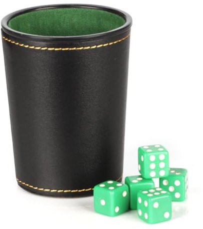 Pu-Leder-Würfelbecher-Set – angenehmes Handgefühl, Würfelbecher-Shaker mit 5 Würfeln, leise Pu-Leder-Shaker-Becher | Ruhig im Zittern für Bar Party Würfelspiele