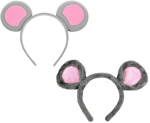 2 Stück Mausohren Haarreifen für Damen und Kinder, Plüsch Maus Ohren Stirnband Grau, Tierohren Haarreif Set als Maus Kostüm Accessoire für Karneval Fasching Halloween Party und Cosplay Verkleidung