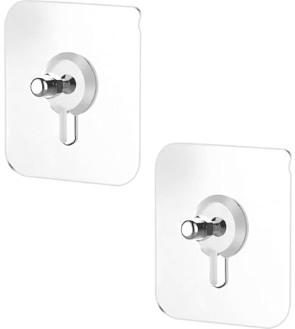Ctyjia 5 Piezas Adhesivos de Tornillo Autoadhesivos Sin Perforar, Ganchos Adhesivos de Montaje en Pared Cuadrados de 2,24 Pulgadas para Baño, Cocina, Estante Colgante