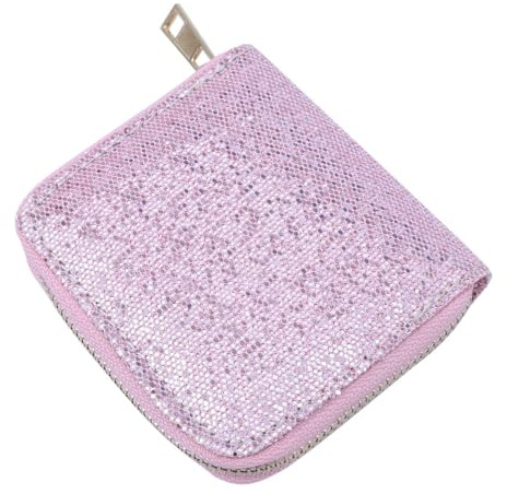 Alasum Petit Portefeuille Femme à Paillettes Rose Fermeture Éclair, Léger Polyester, Design Brillant et Minimaliste, Shopping et Occasions Spéciales