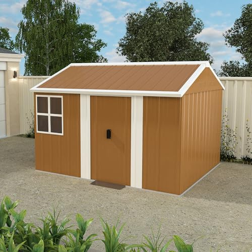 Capanno per attrezzi in metallo, 300 x 240 cm, casetta da giardino in acciaio con finestre, armadio per attrezzi resistente alle intemperie, doppia porta scorrevole richiudibile e ventilazione