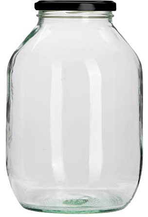 Half Gallon Pickle Jar with Black Twist Off Lid - (Choice of Lid Colours)