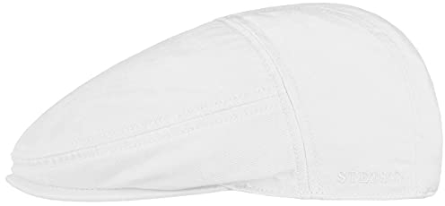 Stetson Paradise Cotton Schirmmütze Herren - Flatcap mit UV-Schutz 40 - Herrenmütze aus Baumwolle - Schirmmütze (Schirmlänge 4,5 cm) - Schiebermütze - Flat Cap Sommer/Winter weiß M (56-57 cm)