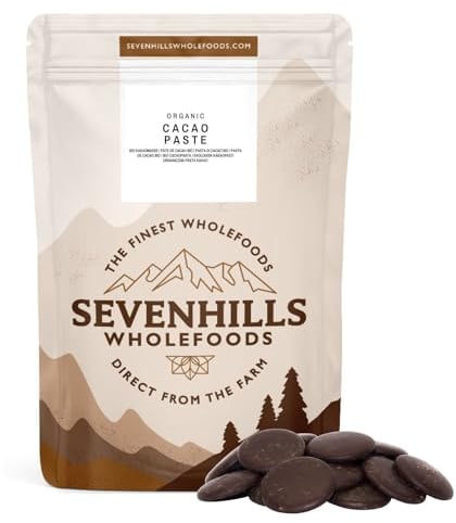 Sevenhills Wholefoods Organic Cacao Paste (Liquor, Mass) Wafers/Discs 500g for Hot Chocolate & Baking, Unsweetened, Buttons, Drops