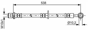 BOSCH Bremsschlauch 1 987 481 606 VORNE links BREMSSCHLÄUCHE Länge: 538mm