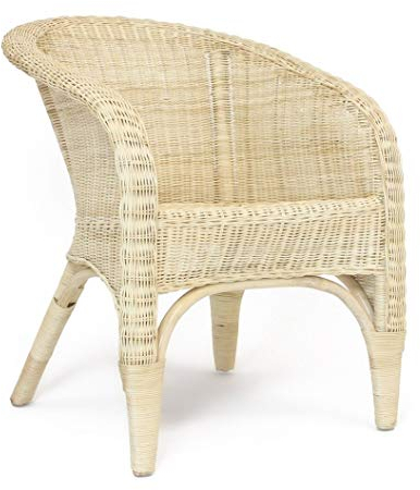 Dekoleidenschaft Rattansessel Luxus handgefertigt, Rattanstuhl mit hoher Rücksenlehne, Natur lackiert, Loungesessel, Korbsessel, Cocktailsessel