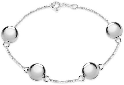 Tuscany Silver Damen Erbskette Armband Sterling Silber 8mm Ball 19cm/7.5zoll
