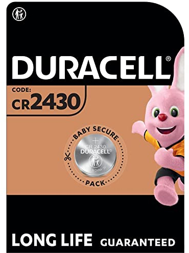 Duracell DL2430/CR2430 - Batteria Bottone Litio 3V, Specialistica Elettronica, Progettate per l'Uso su Chiavi con Sensore Magnetico, Bilance, Elementi Indossabili e Dispositivi Medici, Confezione da 1