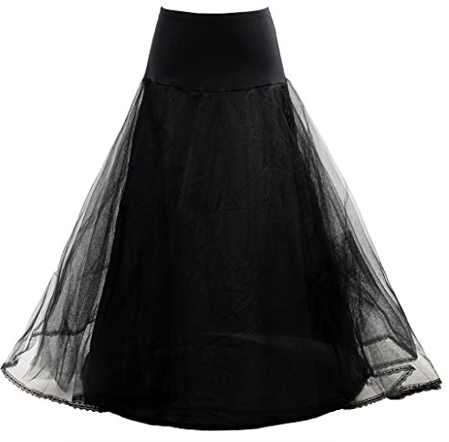 HIMRY Reifrock Petticoat Elastisch 1 Ring mit Spitze, One-Size für Gr. 32 bis Gr. 42, Unterrock Crinoline für Wedding Kleid Ballkleid Housekleid Abendkleid Brautkleid, Schwarz, KXB-0019 Black