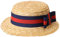 Straw Boater Hat with Blue & Red Ribbon – Edwardian Barbershop Style Summer Hat for Men & Women – Fancy Dress Accessory in 6 Classic Styles
