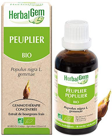 HERBALGEM - Macérât-Mère - Peuplier Bio - Complément Alimentaire Gemmothérapie Concentrée - Extrait De Bourgeon Frais - Pour Voies Respiratoires - Vegan - 30 ml